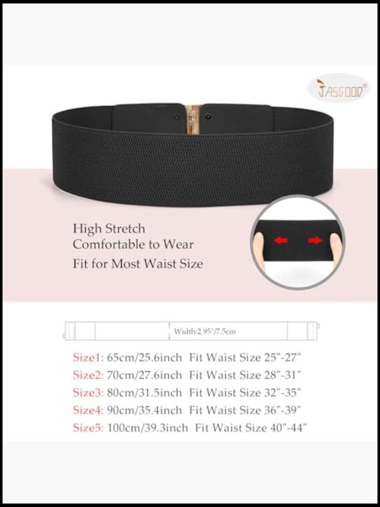 4 Pack Stretch Elastic Waist Belts with Interlocking Buckle for Dresses main image 4